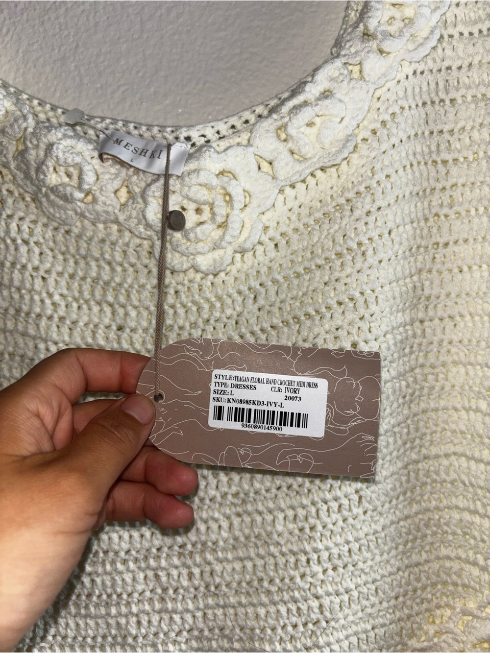 Meshki Cream Crochet Maxi Dress Skirt NWT - Picture 6 of 7